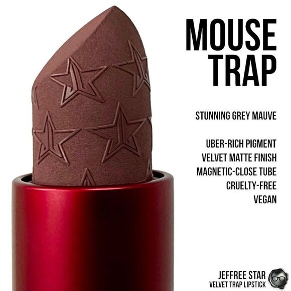 JEFFREE STAR COSMETICS VELVET TRAP LIPSTICK IN MOUSETRAP STUNNING GREY MAUVE NEW - Picture 1 of 15